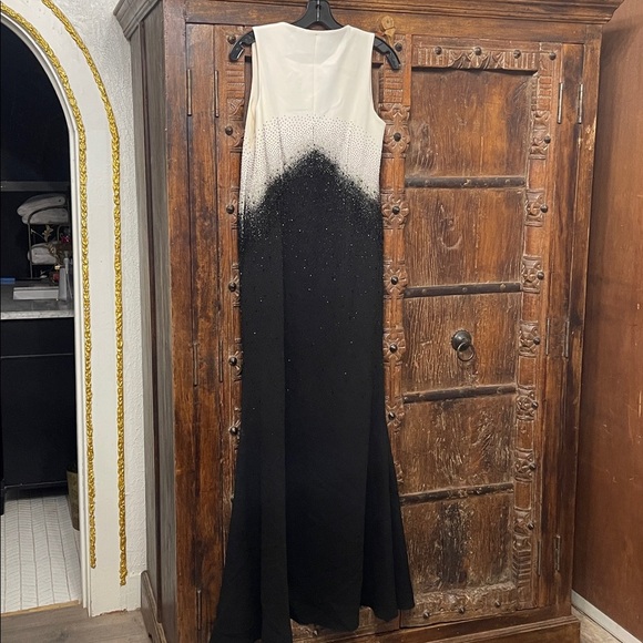 Sachin & Babi Ahluwalia Ombre Beaded Gown Black White Formal Dress | Size 12 - Picture 10 of 13